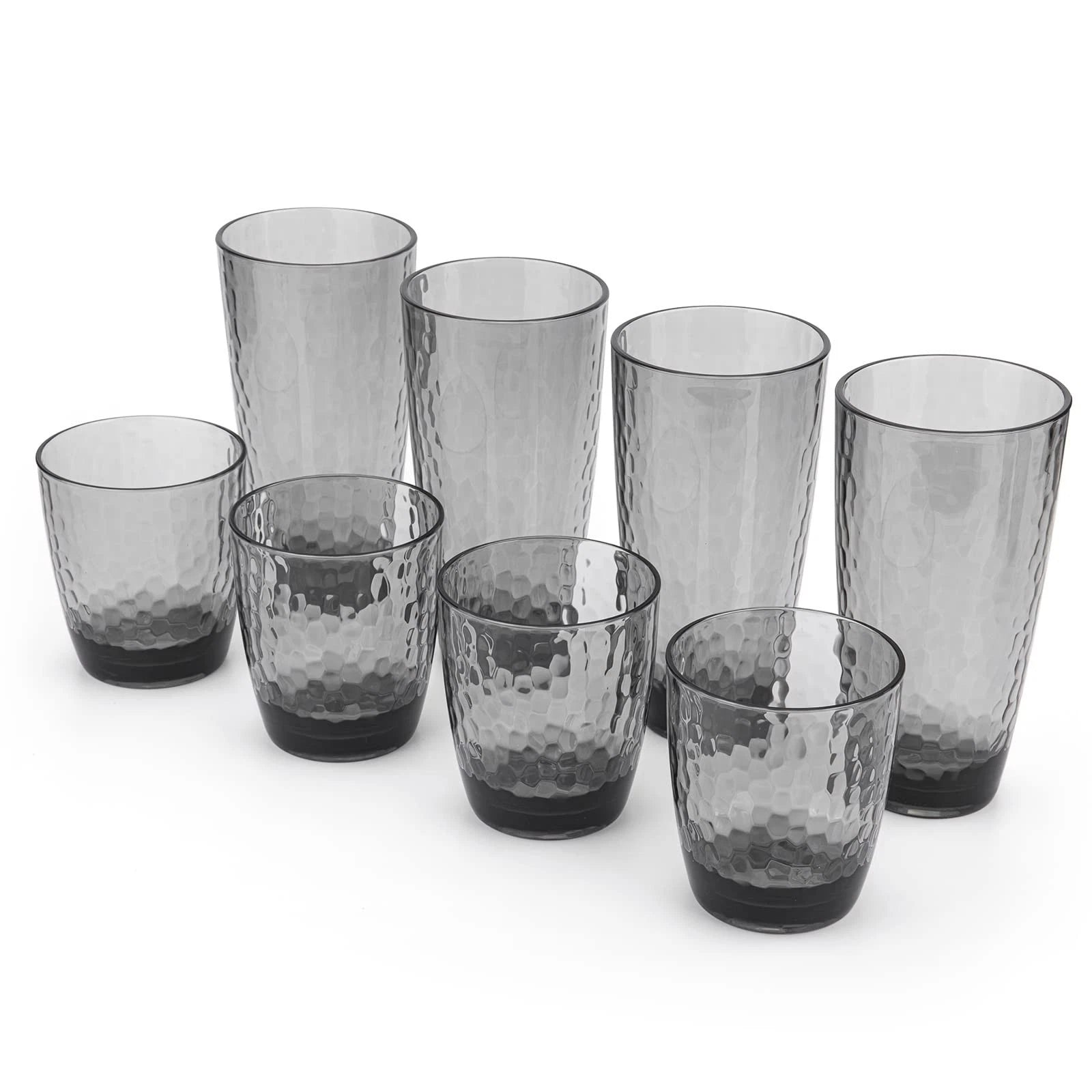 Hammered 15-ounce Plastic Tumbler Acrylic Glasses, set of 6 Smoke Grey | eBay
