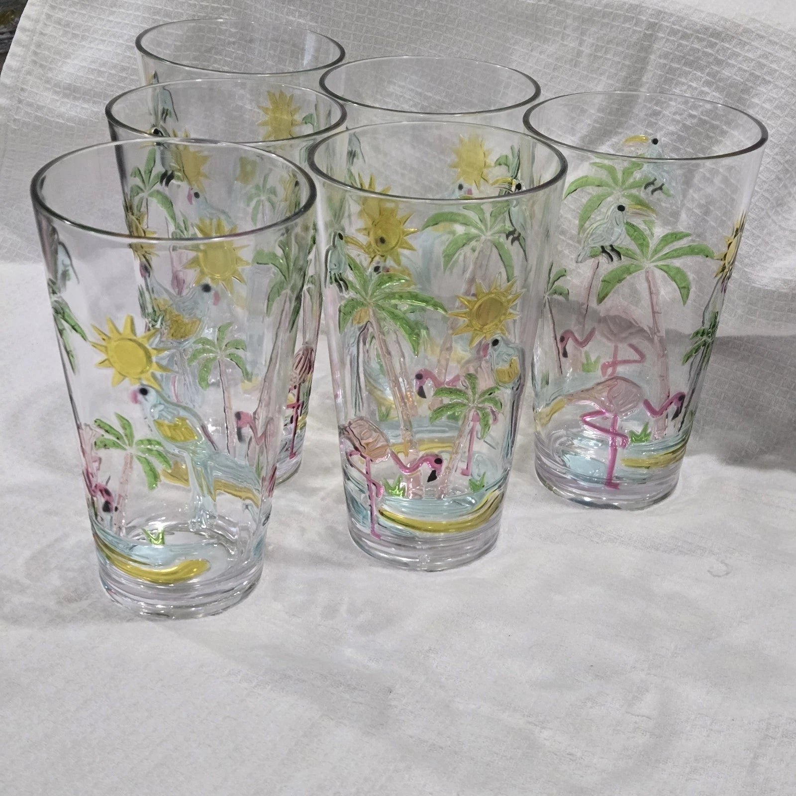 Flamingo Tropical Drink Glasses 21 Oz Plastic Fun Set Of 6 | eBay
