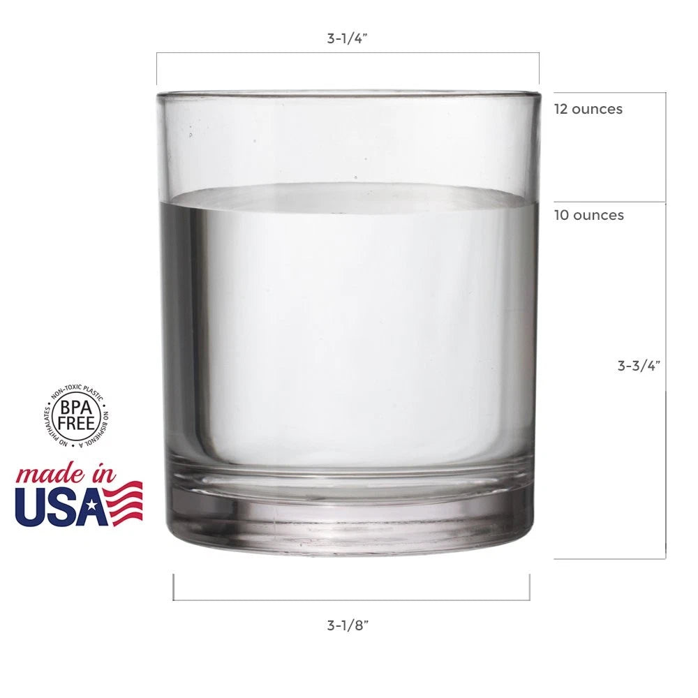 Classic Clear Plastic Reusable Drinking Glasses (Set of 6) 12oz Rocks Cups | ... | eBay