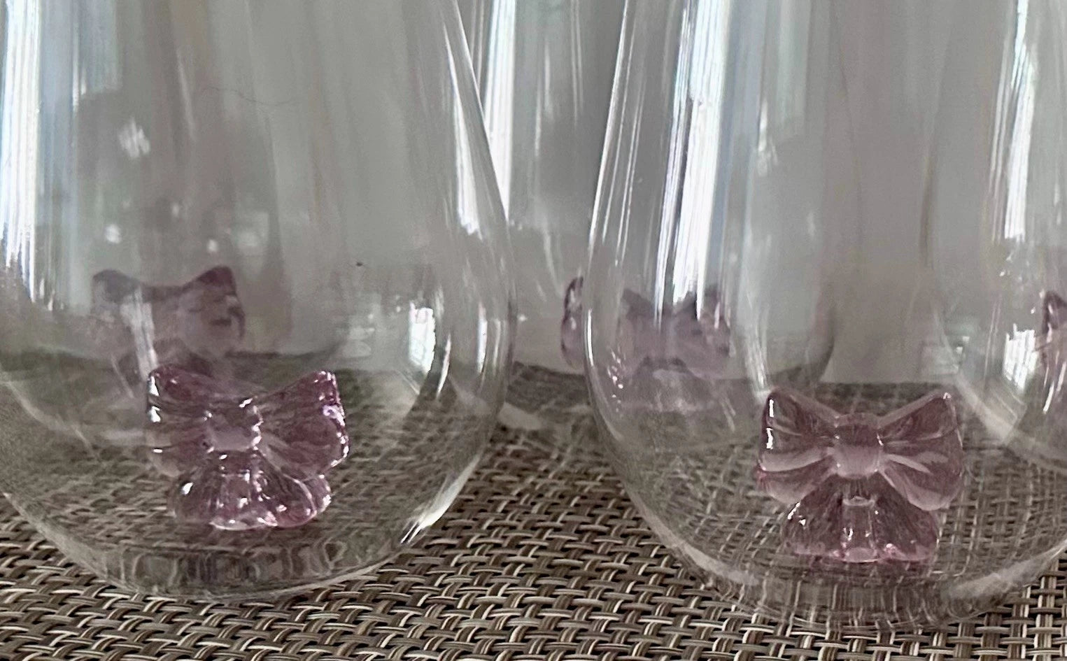 PINK BOW TIE GIRLY Set of 6 ACRYLIC STEMLESS WINE GLASS 3D PARTY DRINKING CUP | eBay