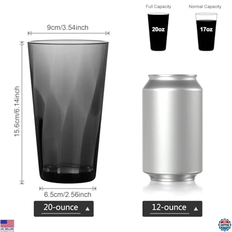 20 oz Reusable Plastic Drinking Glasses Set of 6 Unbreakable BPA-Free Tumblers | eBay