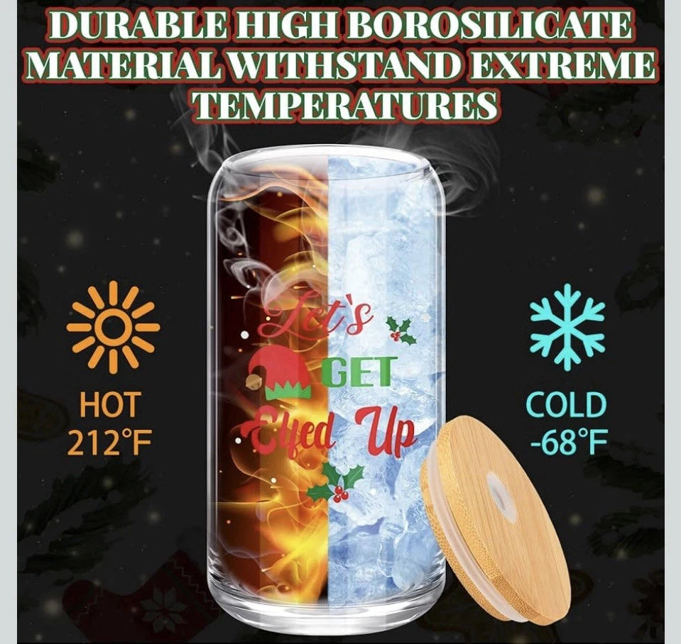 6 Pcs Drinking Glasses with Bamboo Lids and Glass Straw - 16 Oz Can Shaped Glass | eBay