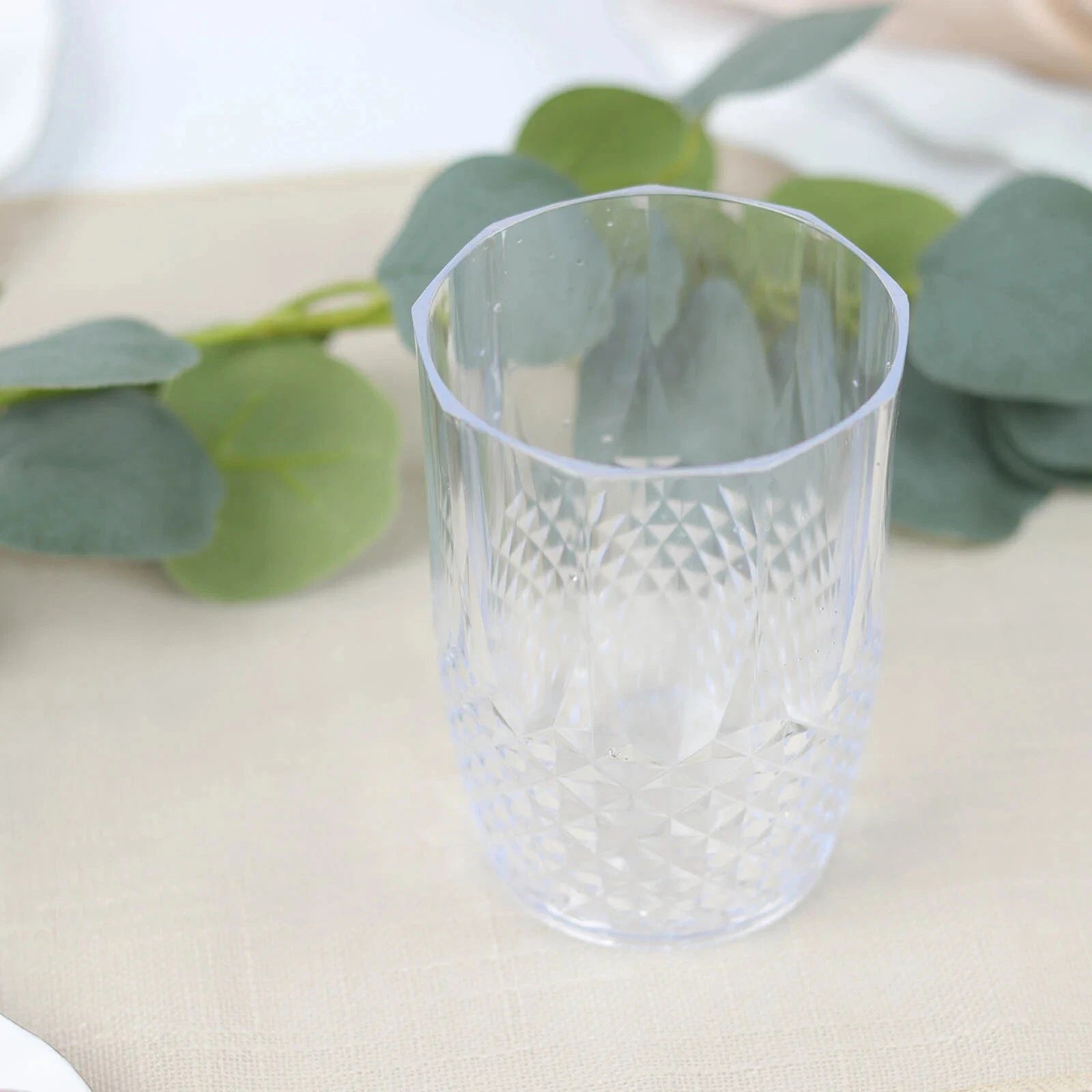 6 pcs 16 oz Crystal Cut Plastic Drinking Glasses Tumblers Disposable Tableware | eBay