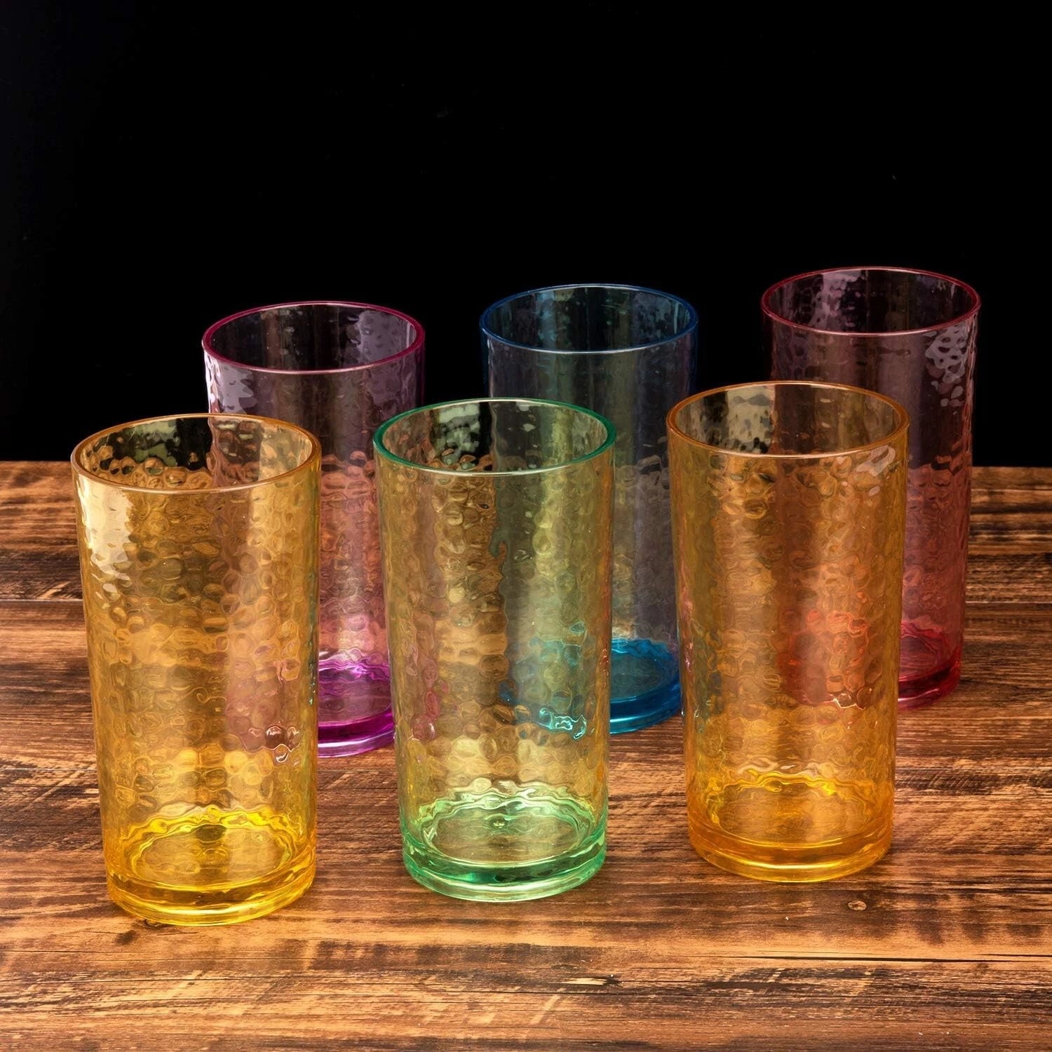 20-ounce Acrylic Glasses Plastic Tumbler, set of 12 Multicolor - Hammered Sty... | eBay