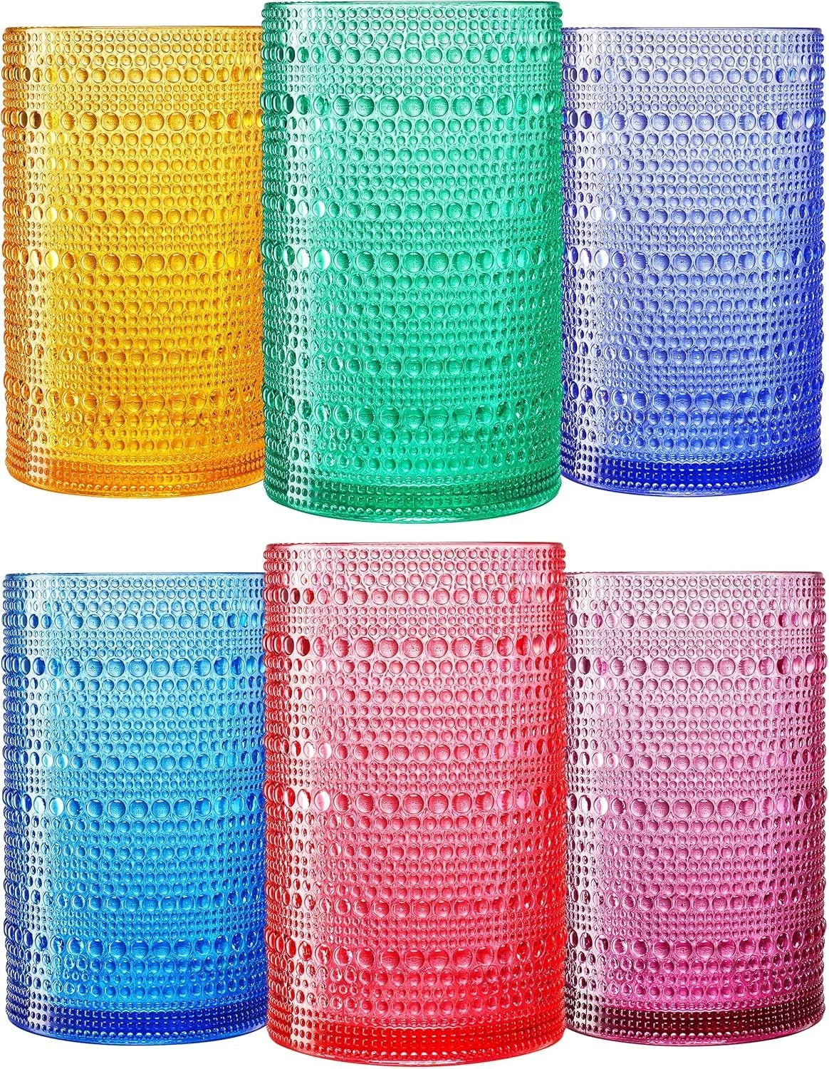 Khen Plastic Hobnail Drinking Highball Glasses Set of 6 6, Sunshine Colors | eBay