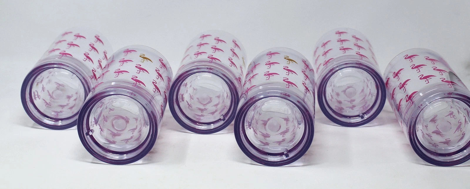 Set of 6 Pink Flamingo Tall Clear Acrylic Drinking Glasses Iced Tea High Ball | eBay