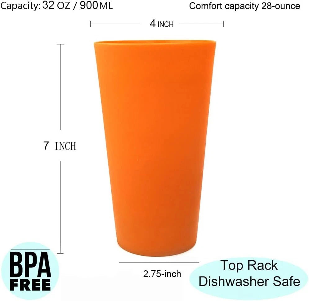 32ounce Plastic Tumblers Large Drinking Glasses Set Of 6 Multicolor Cup New | eBay