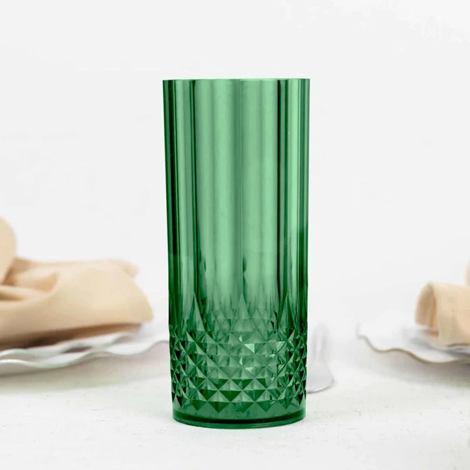 6 Hunter Green 14 oz Crystal Plastic Drinking Glasses Party Events Tableware | eBay