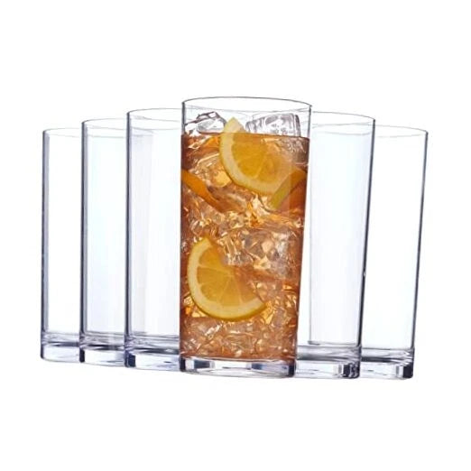 Classic Plastic Reusable Drinking Glasses (Set of 6) Iced-Tea Tumblers Clear | eBay