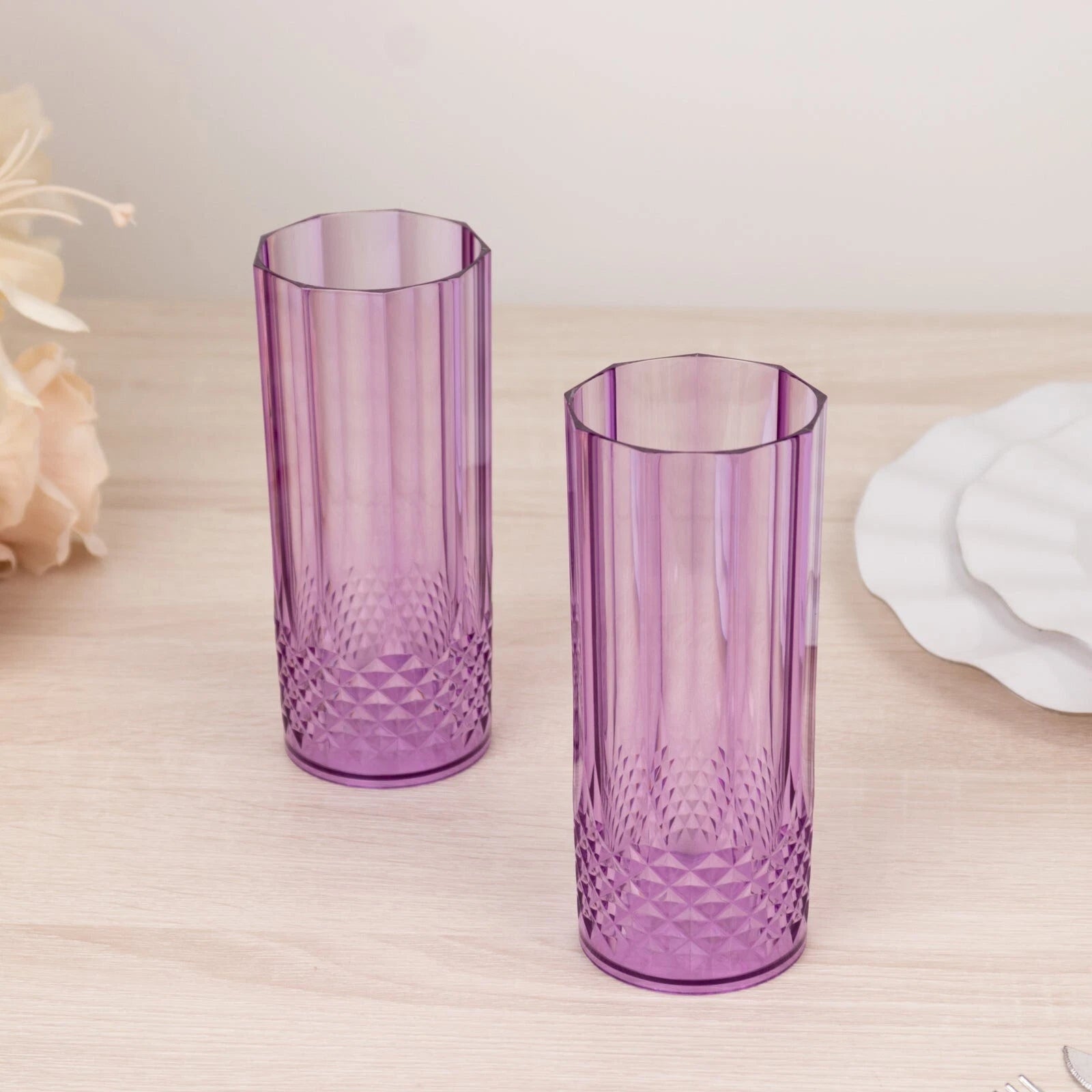 6 Purple 14 oz Crystal Plastic Drinking Glasses Party Events Tableware Supplies | eBay