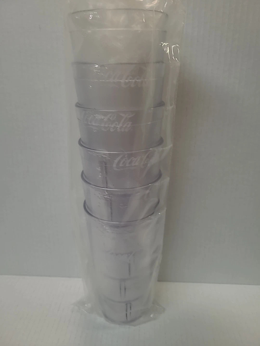 COCA COLA CLEAR HARD PLASTIC TUMBLERS GLASSES W/LOGO SET OF 6 X 20 OZ TEXTURED | eBay