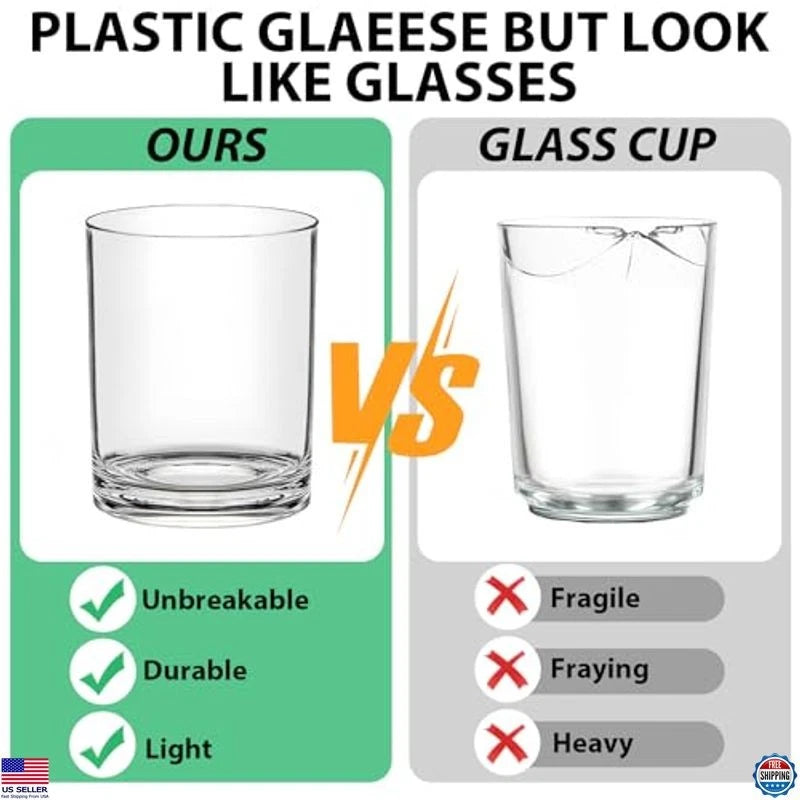 12oz Reusable Plastic Drinking Glasses Set of 6 - Dishwasher Safe, Shatterproof | eBay