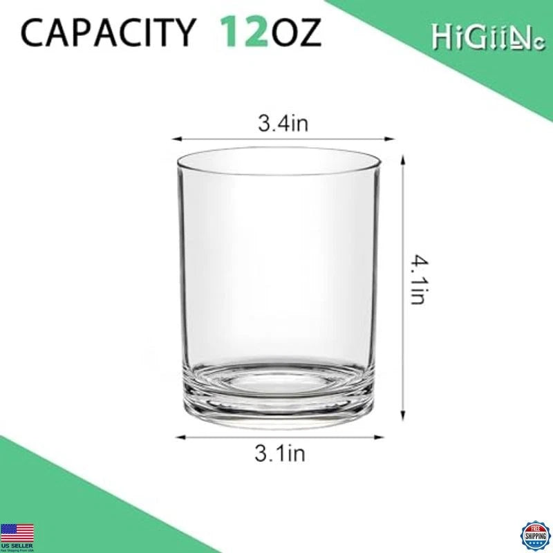 12oz Reusable Plastic Drinking Glasses Set of 6 - Dishwasher Safe, Shatterproof | eBay