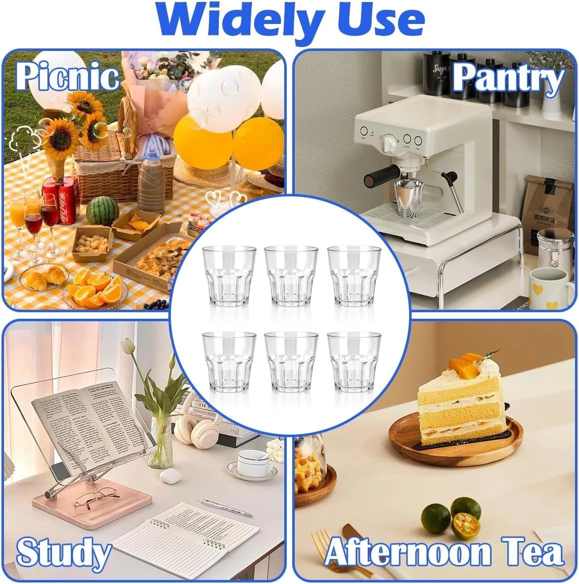 Plastic Drinking Glasses Set of 6 Unbreakable Coloured Water Tumbler Acrylic P | eBay