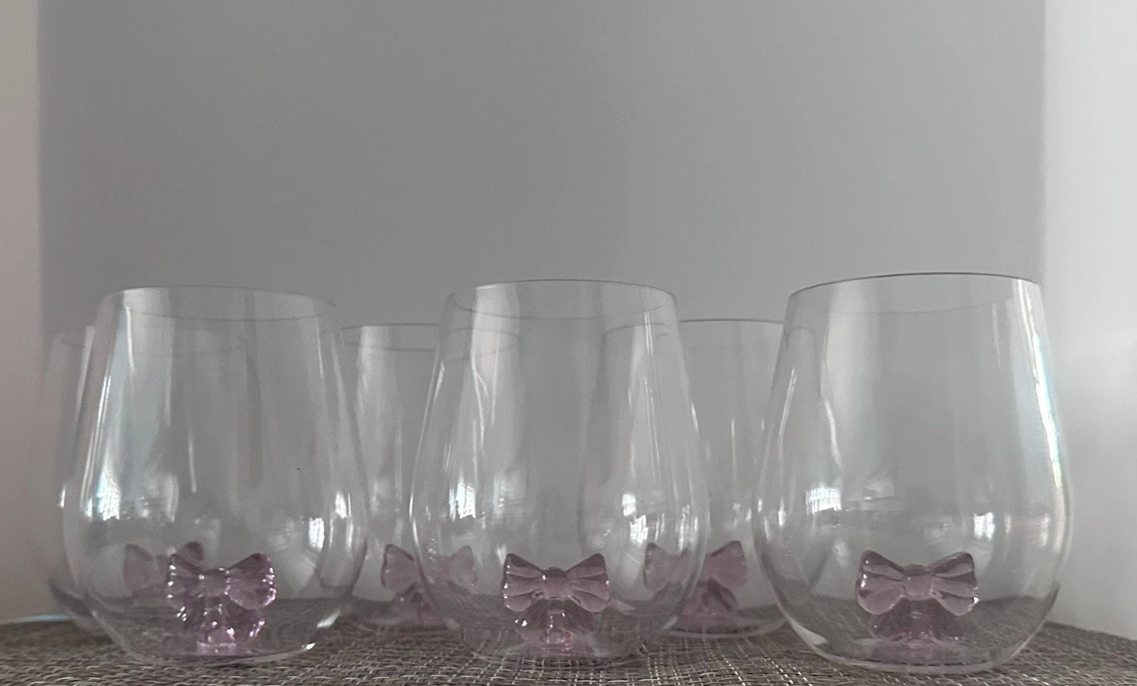 PINK BOW TIE GIRLY Set of 6 ACRYLIC STEMLESS WINE GLASS 3D PARTY DRINKING CUP | eBay