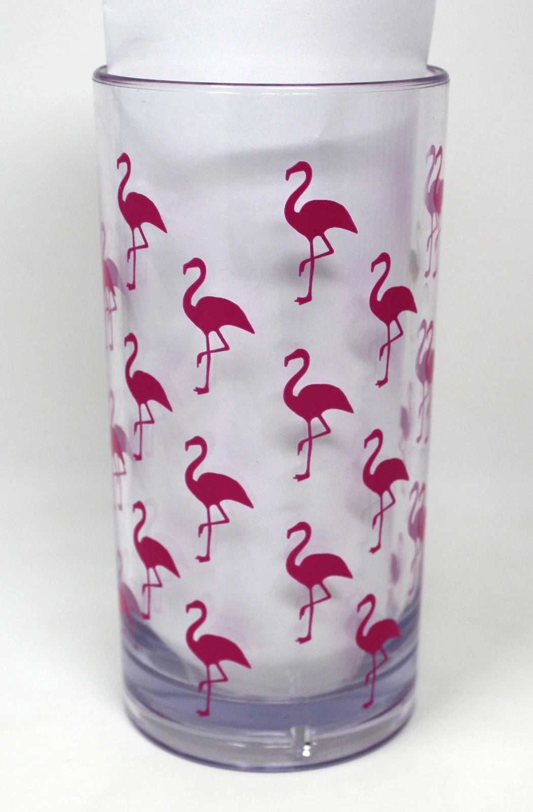 Set of 6 Pink Flamingo Tall Clear Acrylic Drinking Glasses Iced Tea High Ball | eBay