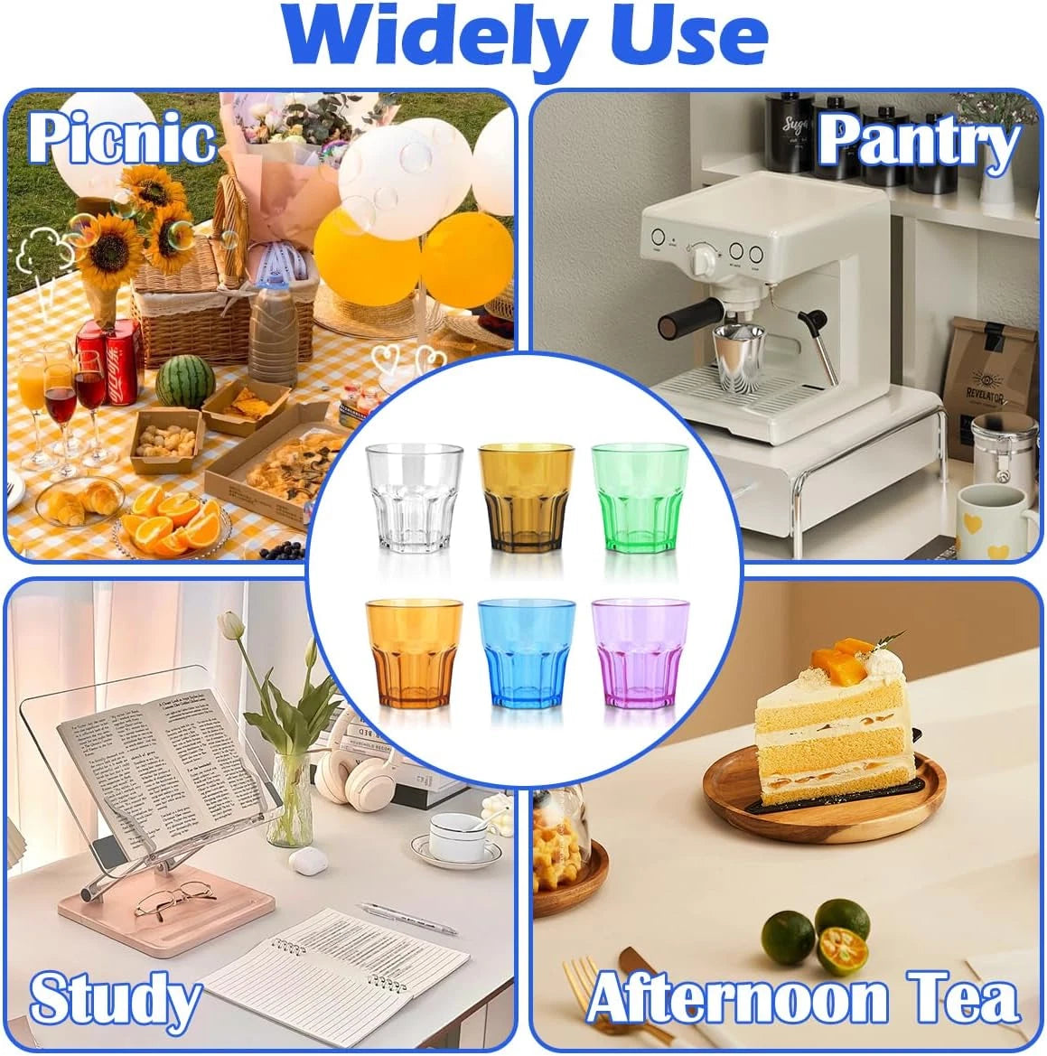 Plastic Drinking Glasses Set of 6, Unbreakable Coloured Water Tumbler, Acryli.. | eBay