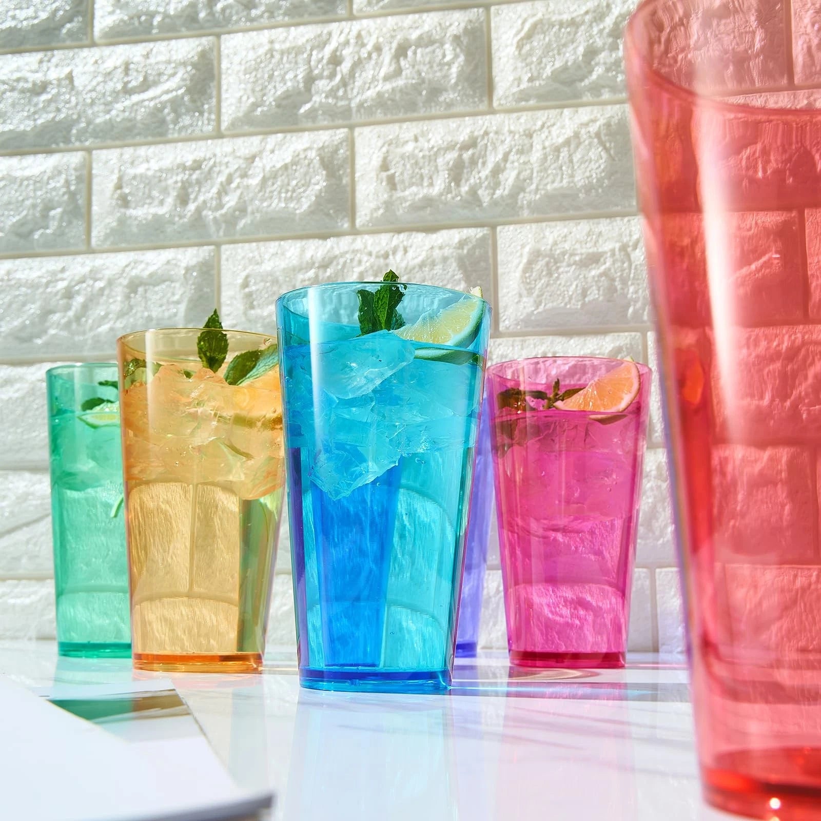 Plastic Reusable Drinking Glasses (set Of 6) Restaurant Cups Style 20 Oz Acrylic | eBay