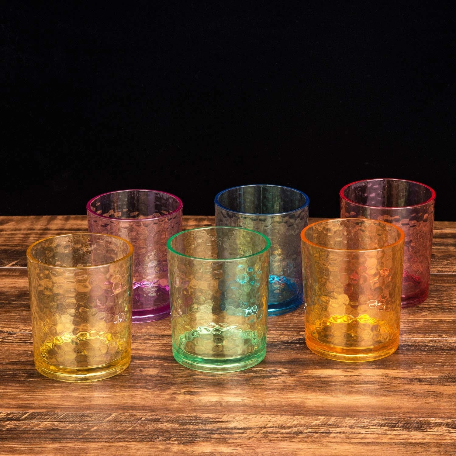 14-ounce Acrylic Glasses Plastic Tumbler, set of 6 Multicolor - Hammered Styl... | eBay