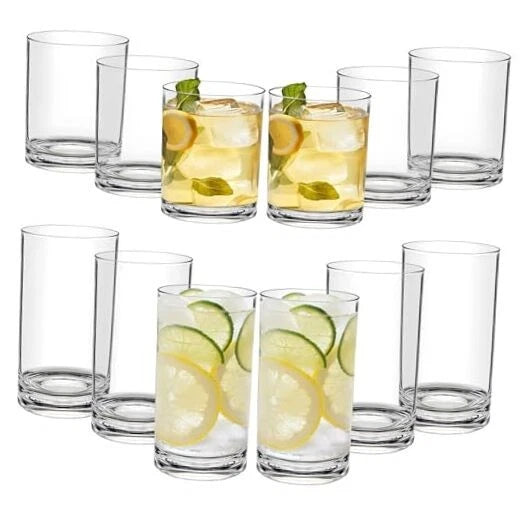 Plastic Cups Reusable Plastic Drinking Glasses Set of 12 - 12oz&17oz 12pack | eBay