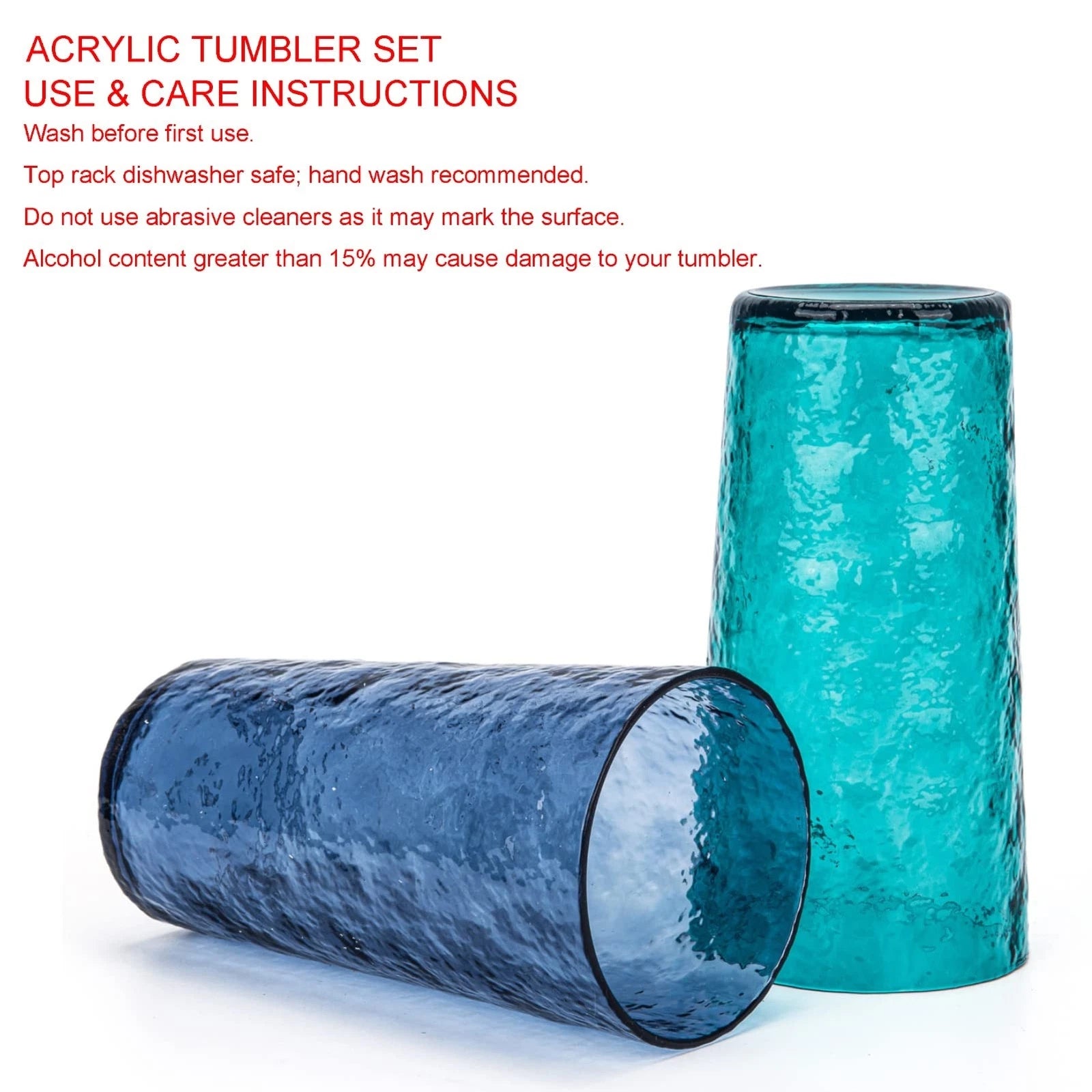 18-ounce Acrylic Highball Glasses Plastic Tumbler, set of 6 Turquoise | eBay