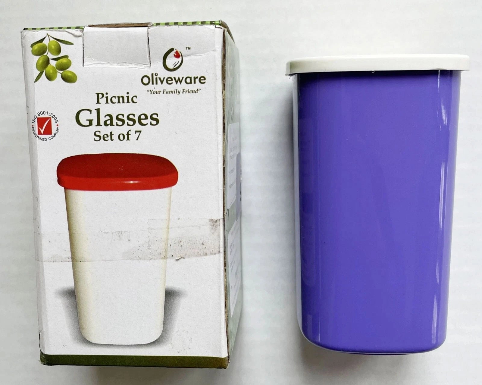 Combo Offer Picnic Glasses Set OF 7 Purple and white Plastic Drinking Glass H-5" | eBay