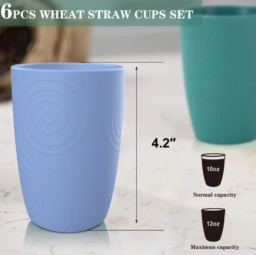 Drinking Glasses Premium Wheat Straw Unbreakable Cups – Set of 6 Alternative to | eBay