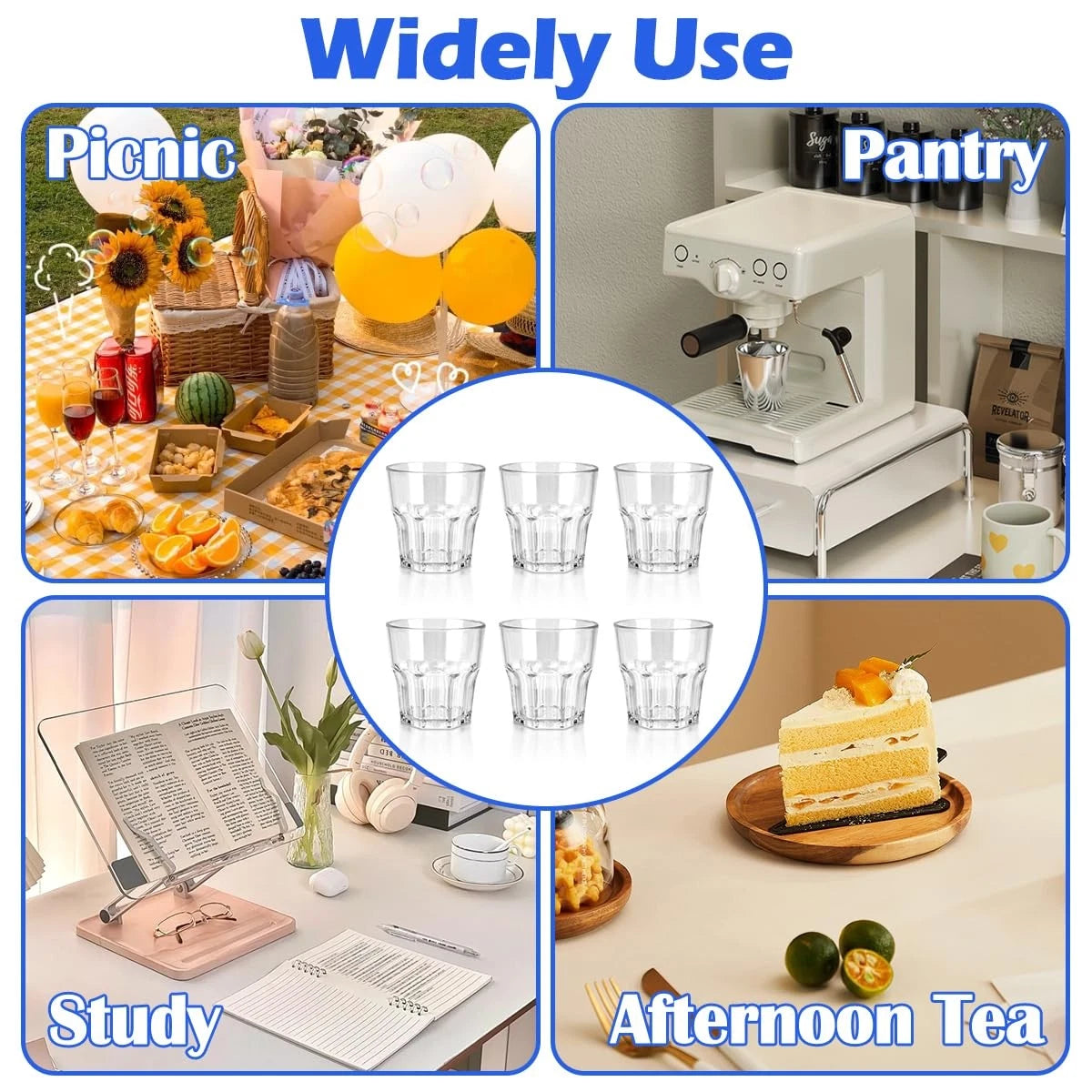 Plastic Drinking Glasses Set of 6, Unbreakable Water Tumbler, Acrylic Plastic... | eBay