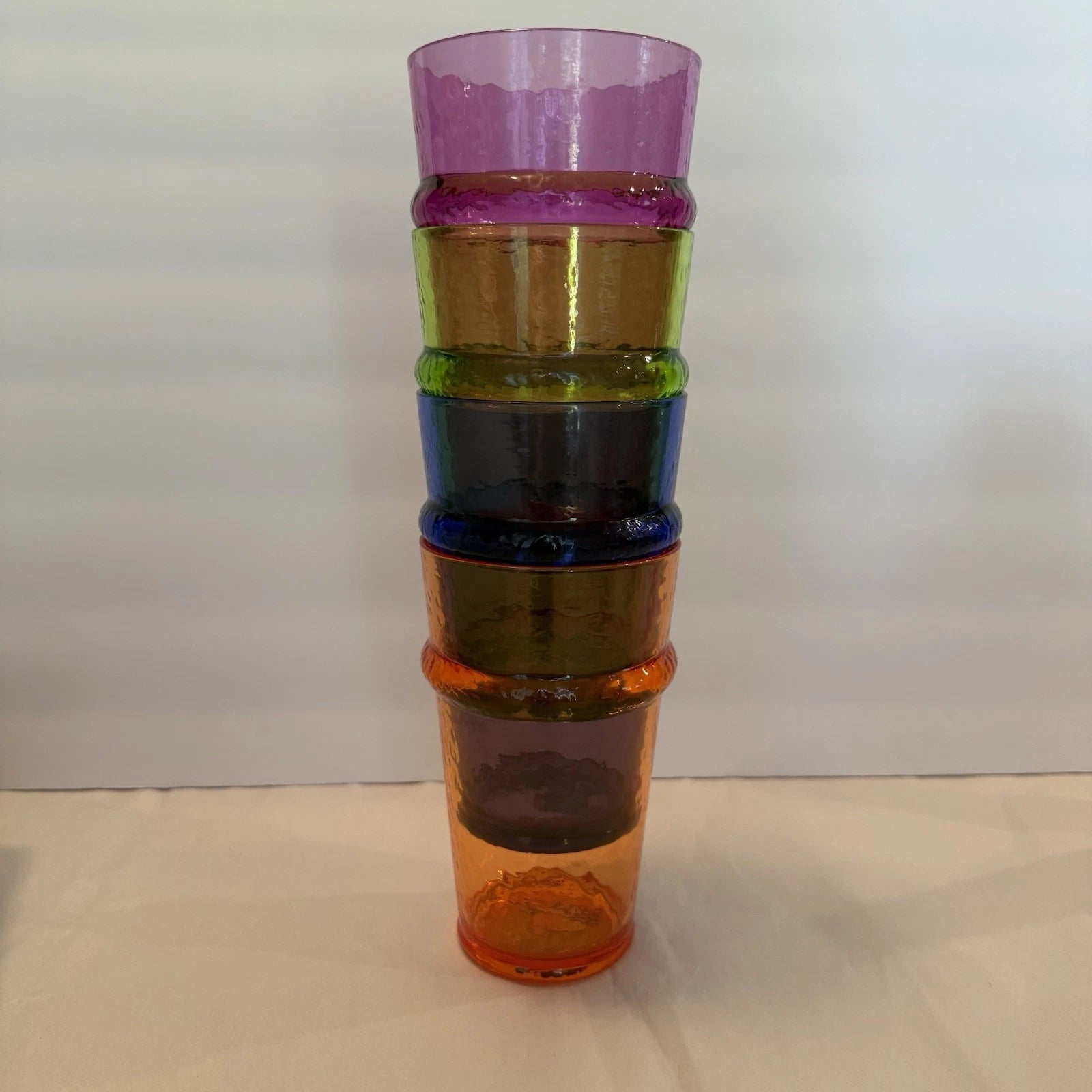 4 Thick Durable Acrylic Colored Drinking Glasses Tumblers Stackable | eBay
