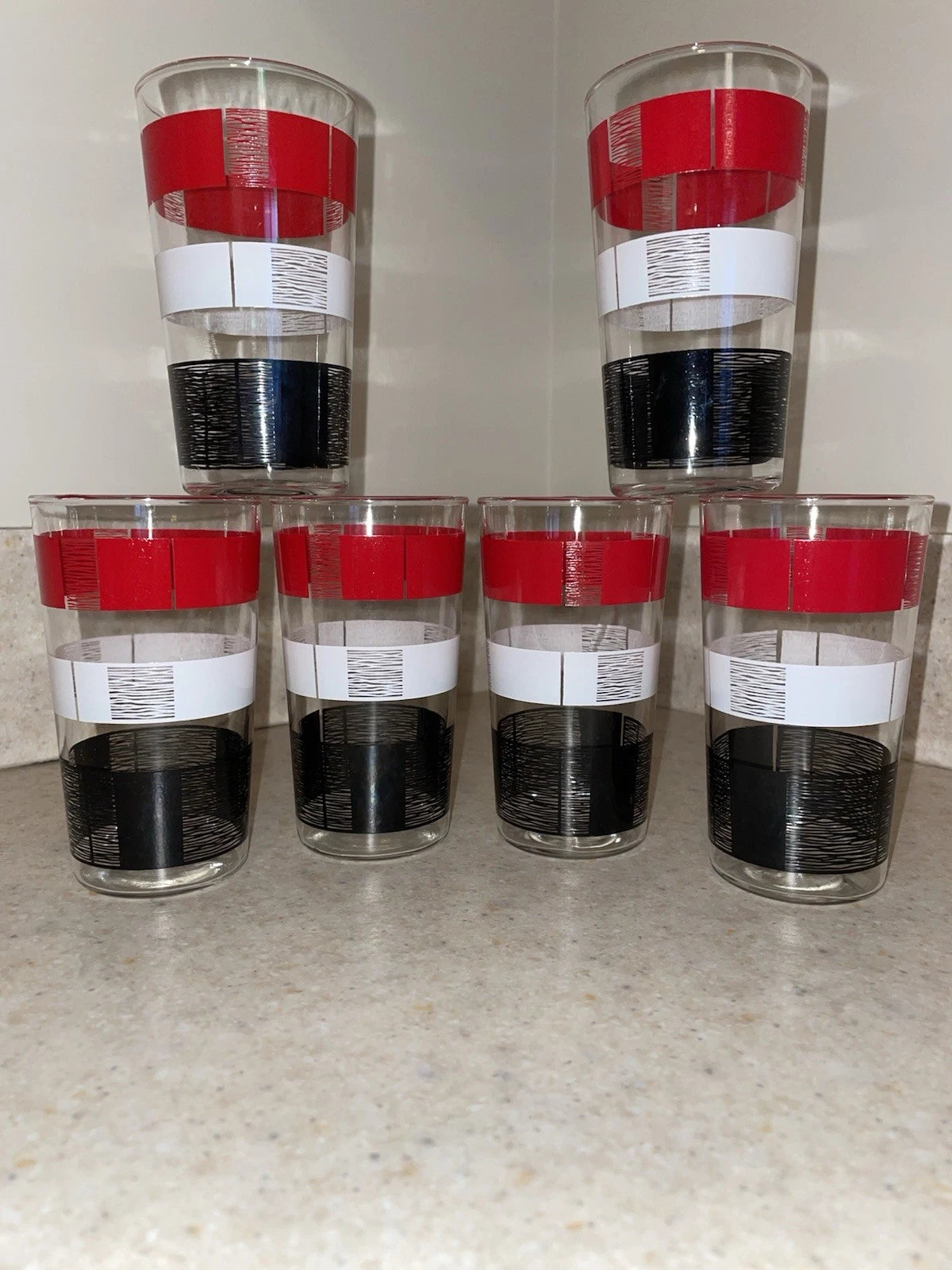 MCM 1950’s Drink Ware Tumblers with Plastic Carrier Set Of 6 MINT!!! | eBay