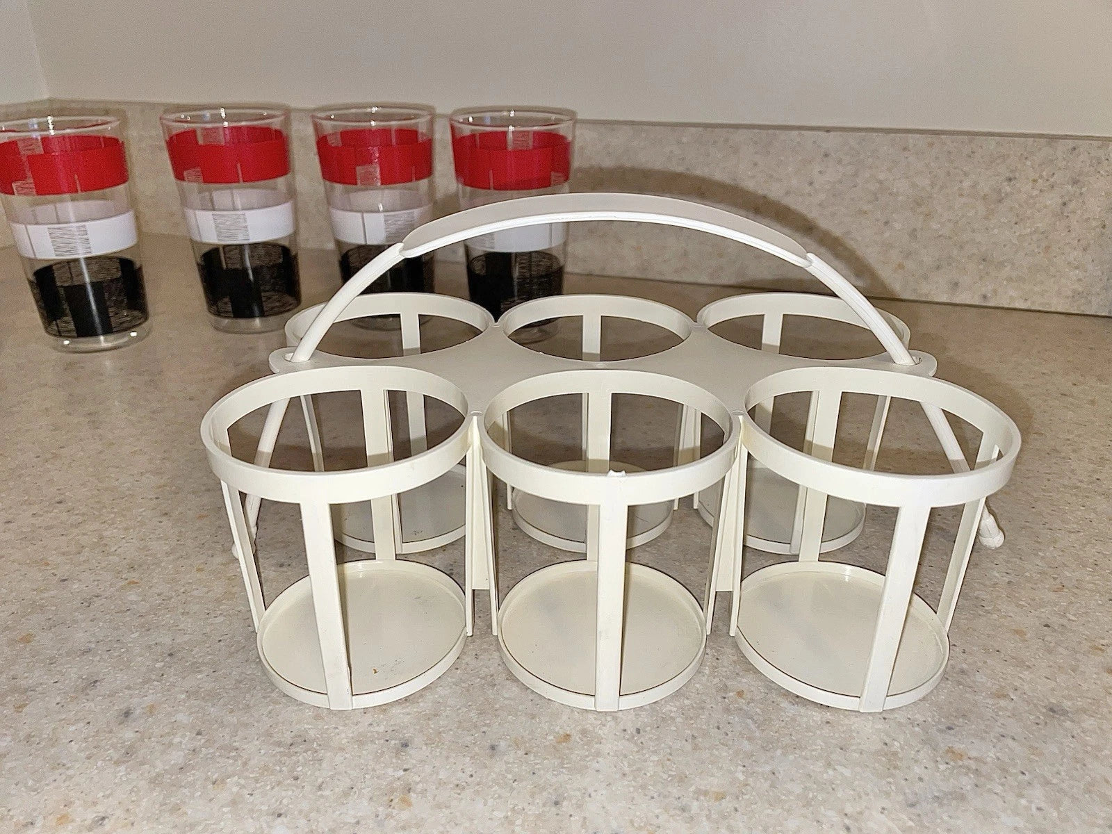 MCM 1950’s Drink Ware Tumblers with Plastic Carrier Set Of 6 MINT!!! | eBay