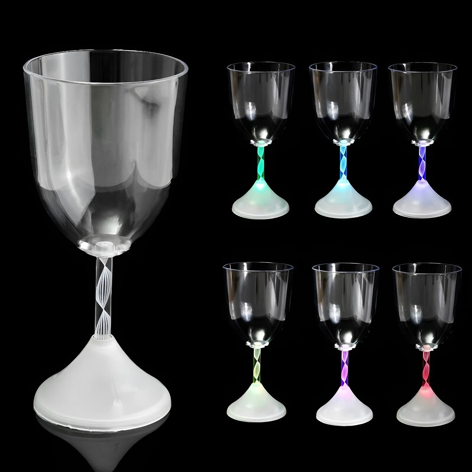 LED Light Up Flashing Wine Goblet Wine Glasses, Set of 6 | eBay