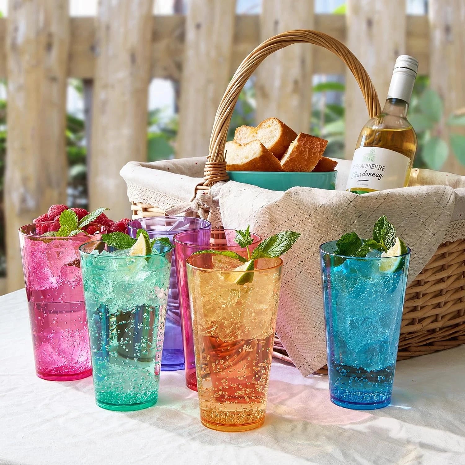 Classic Plastic Reusable Drinking Glasses (Set of 6) Restaurant Cups Style 20 Oz | eBay