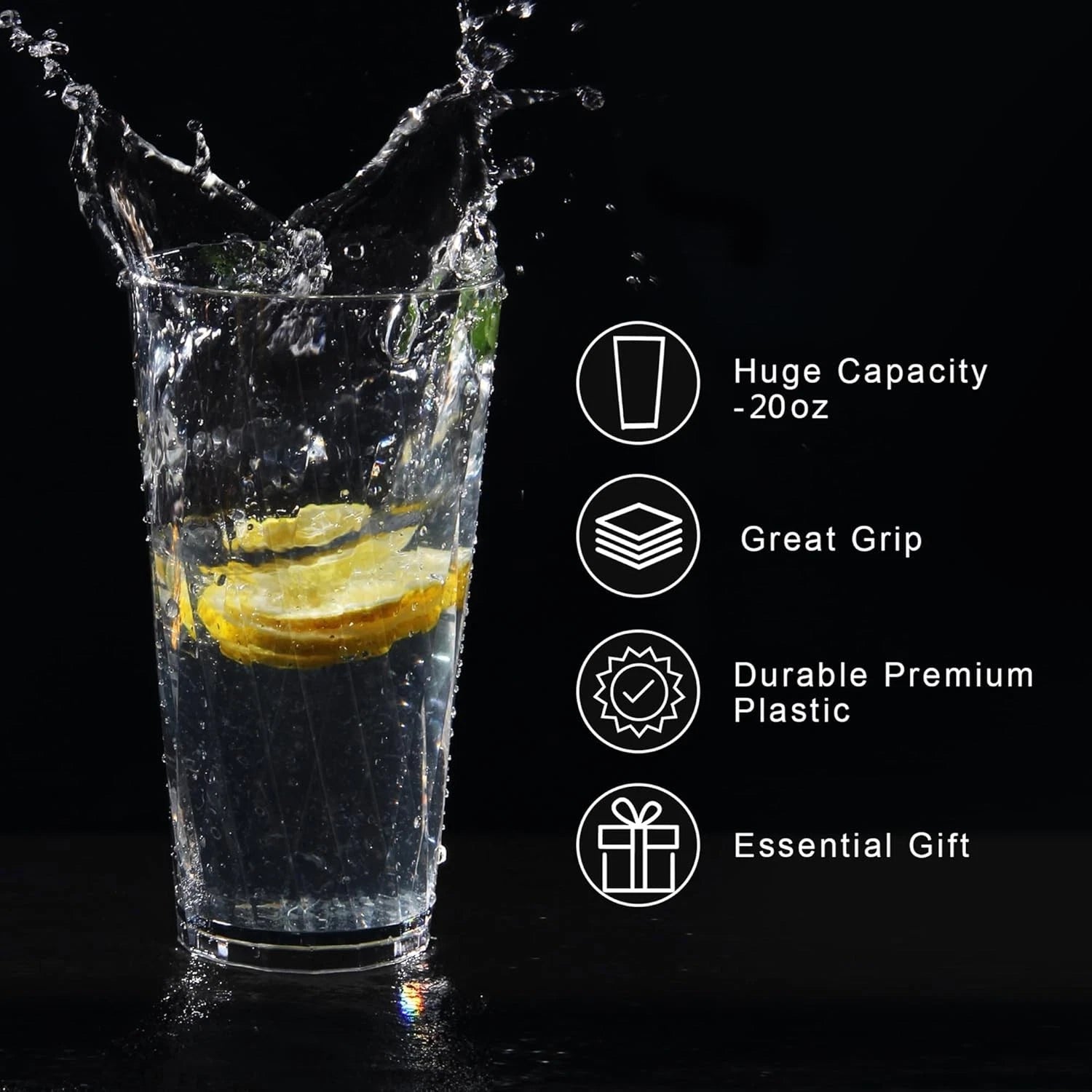 Set of 6 Unbreakable Plastic Drinking Glasses - 20oz Dishwasher Safe Elegance | eBay