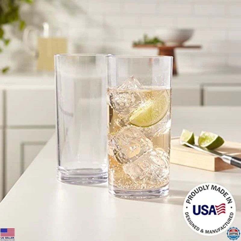 Clear Plastic Reusable Drinking Glasses Set of 6, 16oz BPA-Free Tumblers | eBay