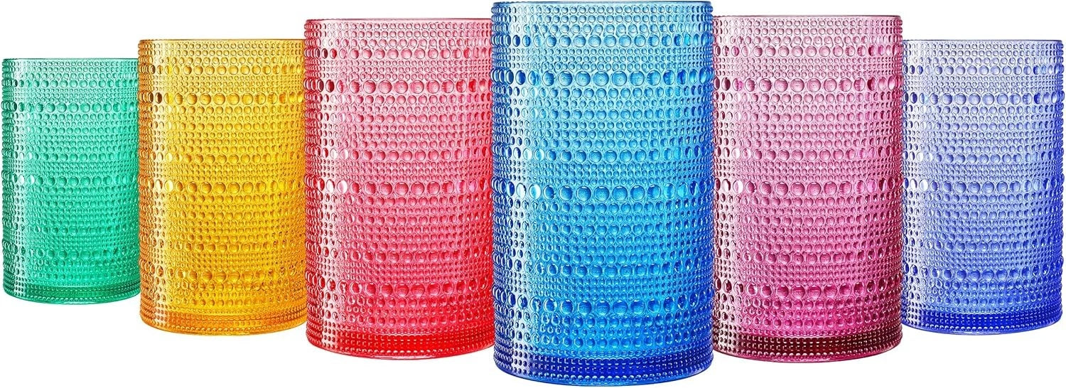 Khen Plastic Hobnail Drinking Highball Glasses Set of 6 6, Sunshine Colors | eBay