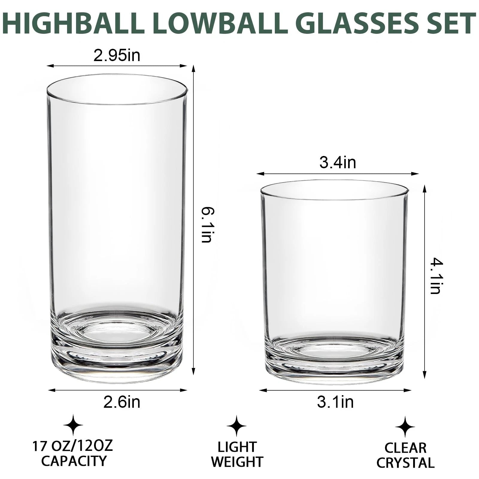 Acrylic Drinking Glasses Set of 6 - Clear Unbreakable Plastic Cups Reusable f... | eBay