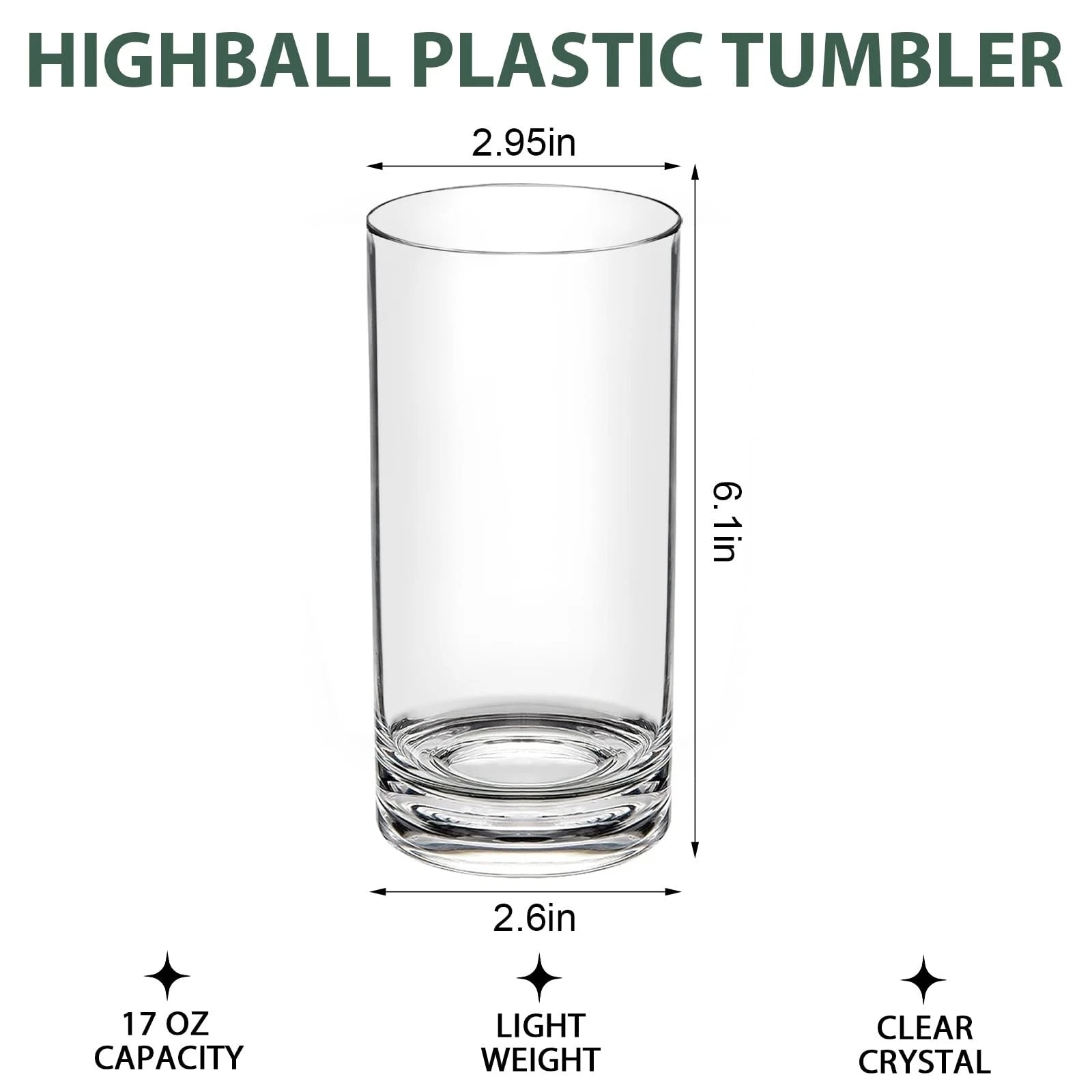 Set of 6 BPA-Free 17oz Clear Acrylic Tumblers, Shatterproof Drinking Glasses | eBay