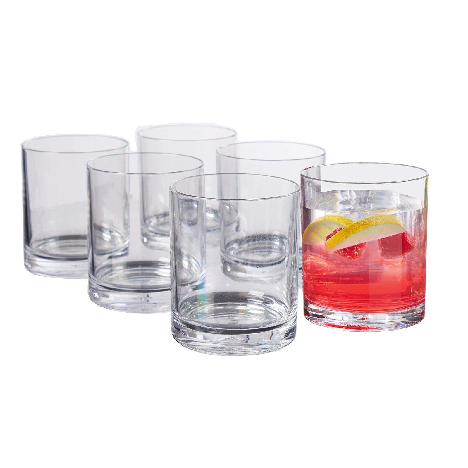 Classic Clear Plastic Reusable Drinking Glasses (Set of 6) 12oz Rocks Cups | ... | eBay