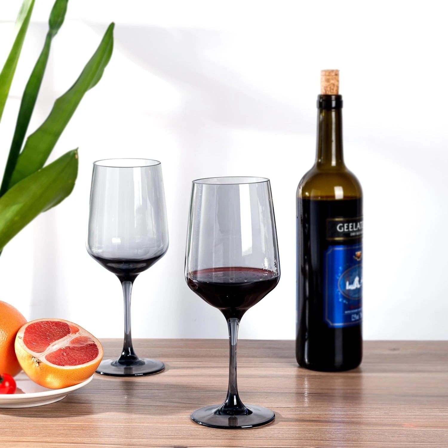 18 oz. General Purpose Plastic Stemmed Wine Glasses, Set of 6 (Grey) | eBay