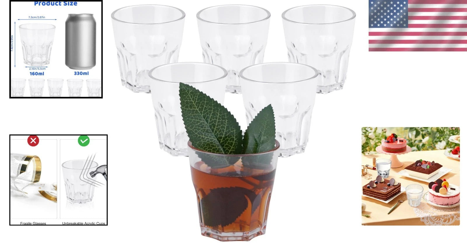 Plastic Drinking Glasses Set of 6 Unbreakable Coloured Water Tumbler Acrylic P | eBay