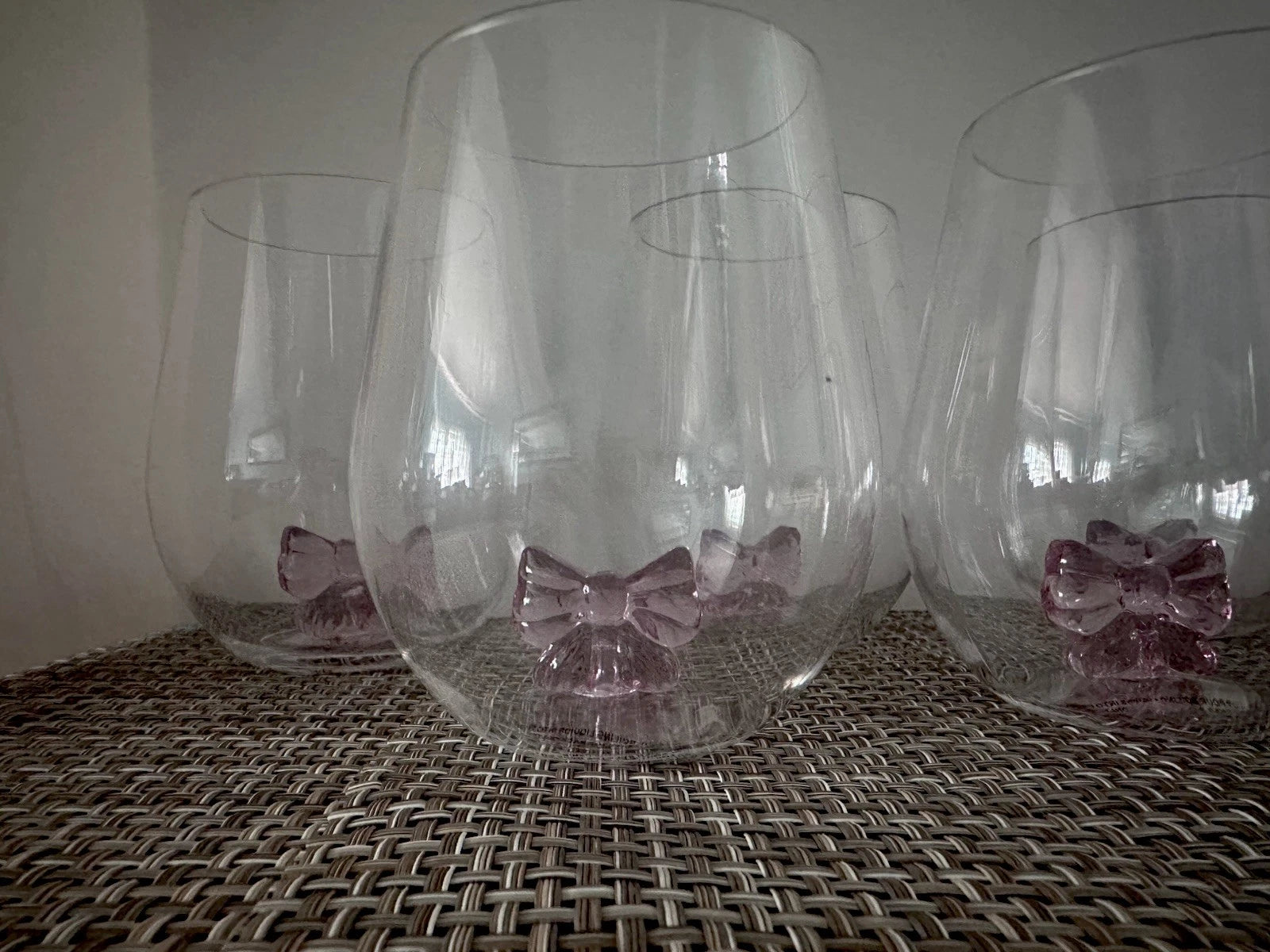 PINK BOW TIE GIRLY Set of 6 ACRYLIC STEMLESS WINE GLASS 3D PARTY DRINKING CUP | eBay