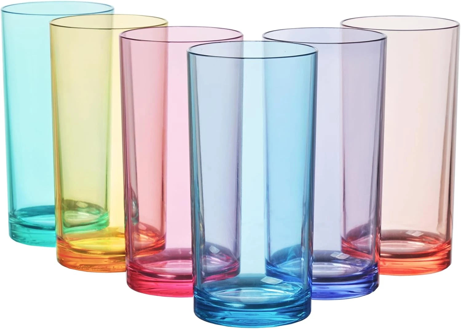 Classic Plastic Reusable Drinking Glasses (Set of 6) 16Oz Water Cups Assorted Co | eBay