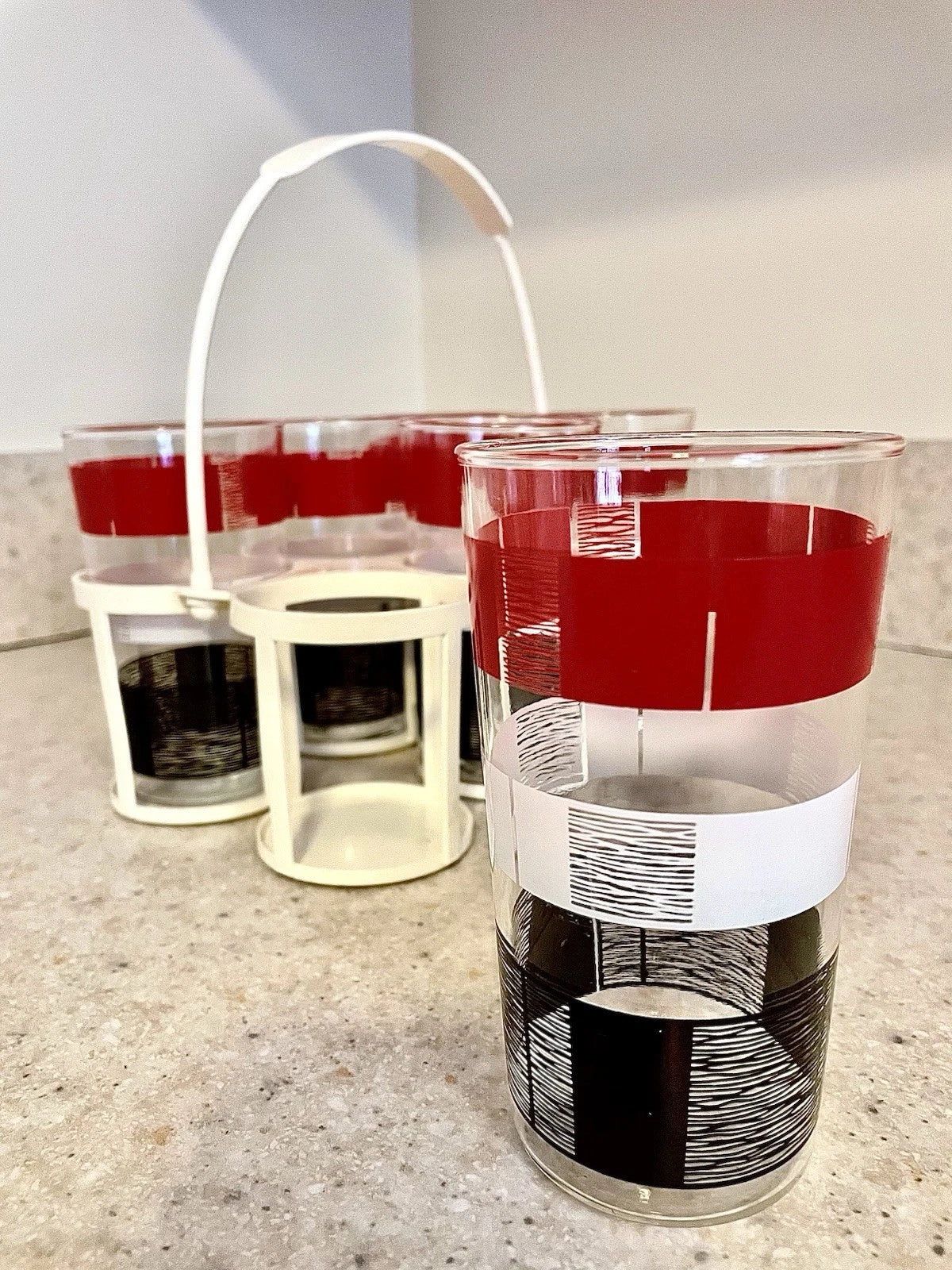 MCM 1950’s Drink Ware Tumblers with Plastic Carrier Set Of 6 MINT!!! | eBay