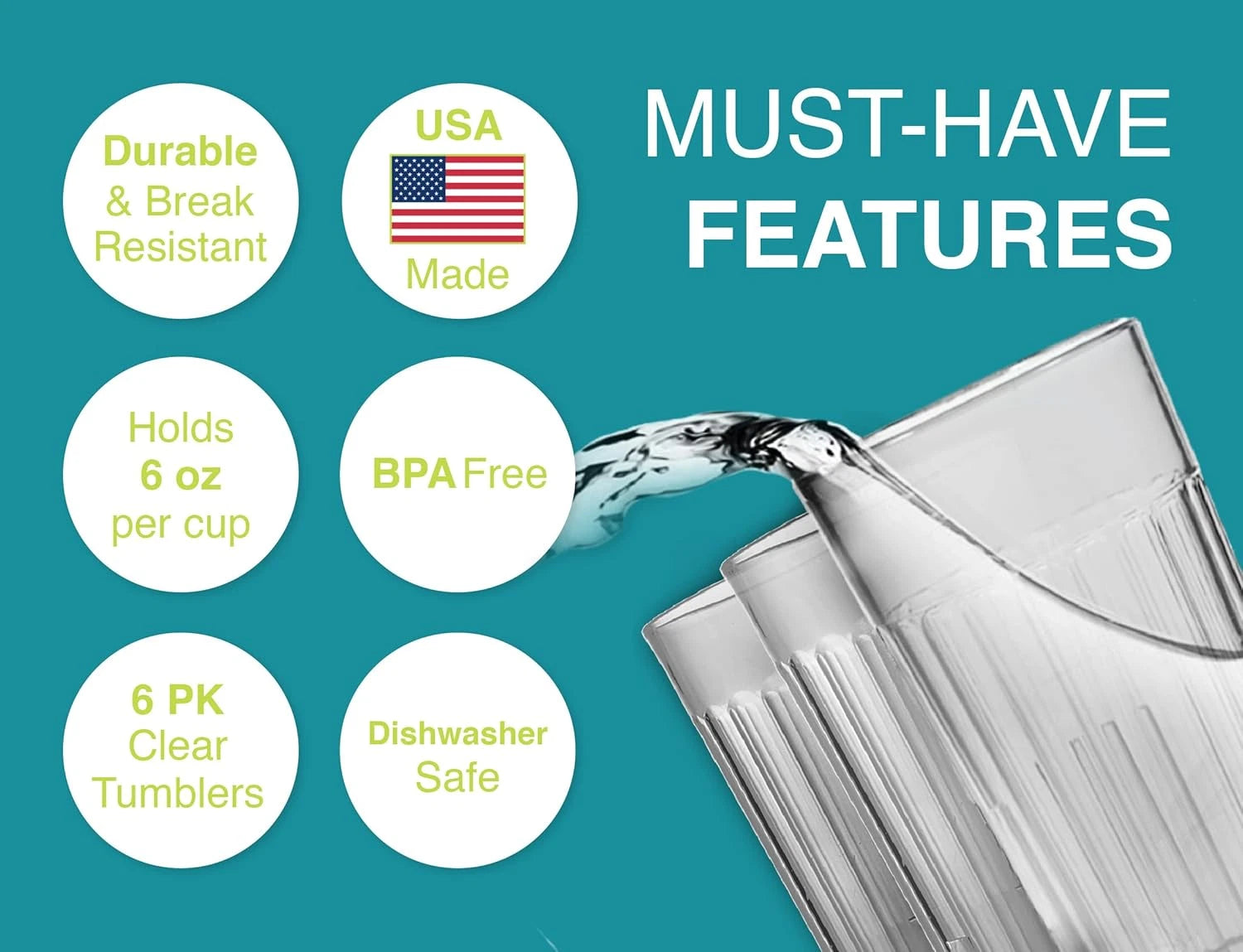 Arrow Home Products 6 oz Clear Plastic Tumblers, Set of 6 - Made in the USA, BPA | eBay