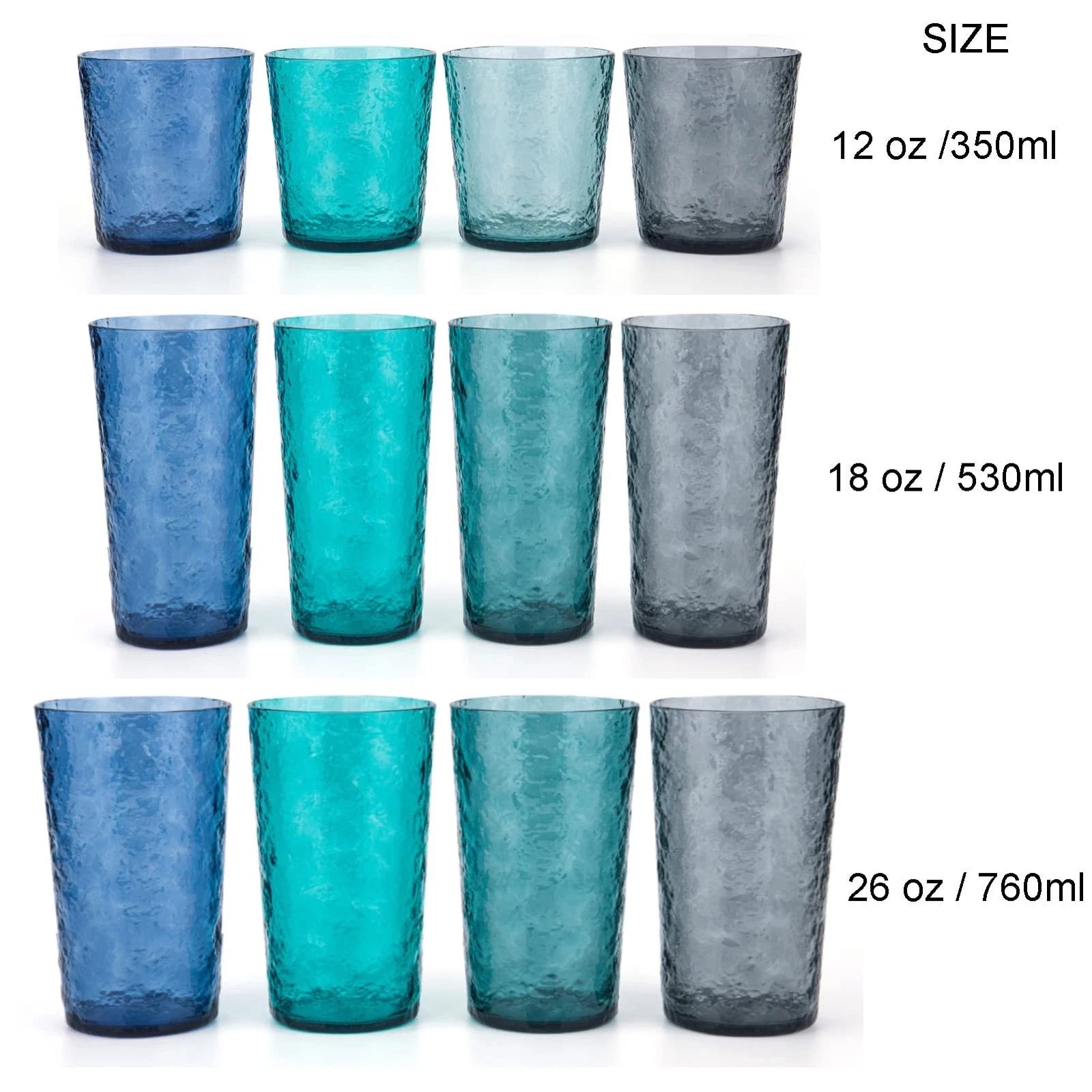 18-ounce Acrylic Highball Glasses Plastic Tumbler, set of 6 Turquoise | eBay
