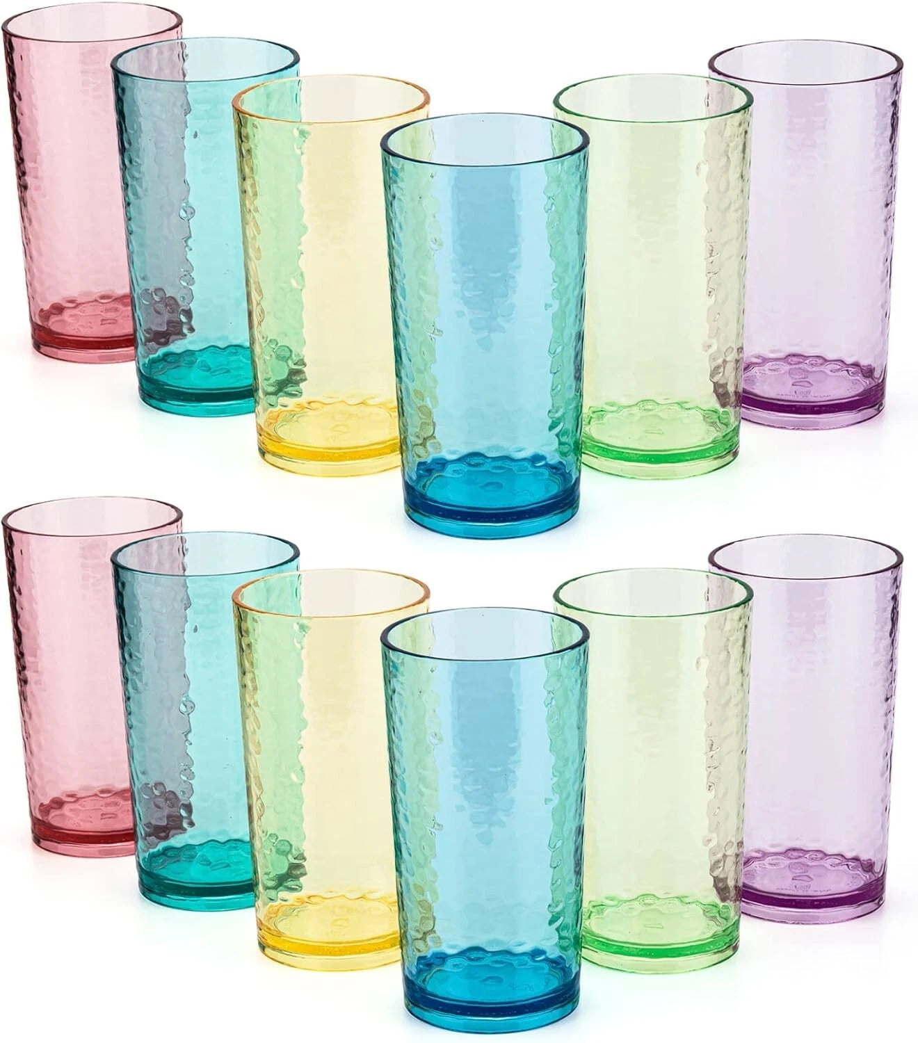 20-ounce Acrylic Glasses Plastic Tumbler, set of 12 Multicolor - Hammered Sty... | eBay