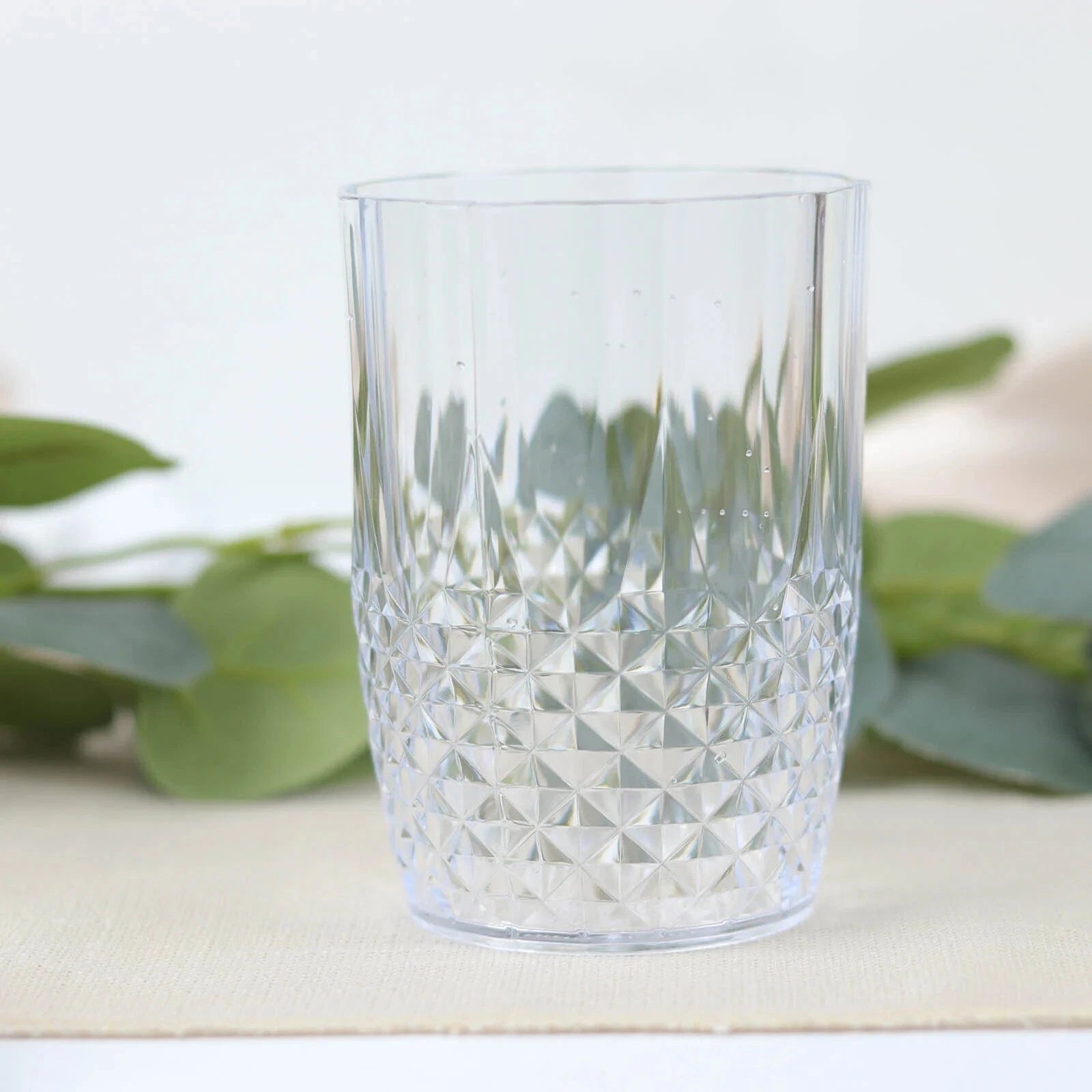 6 pcs 16 oz Crystal Cut Plastic Drinking Glasses Tumblers Disposable Tableware | eBay