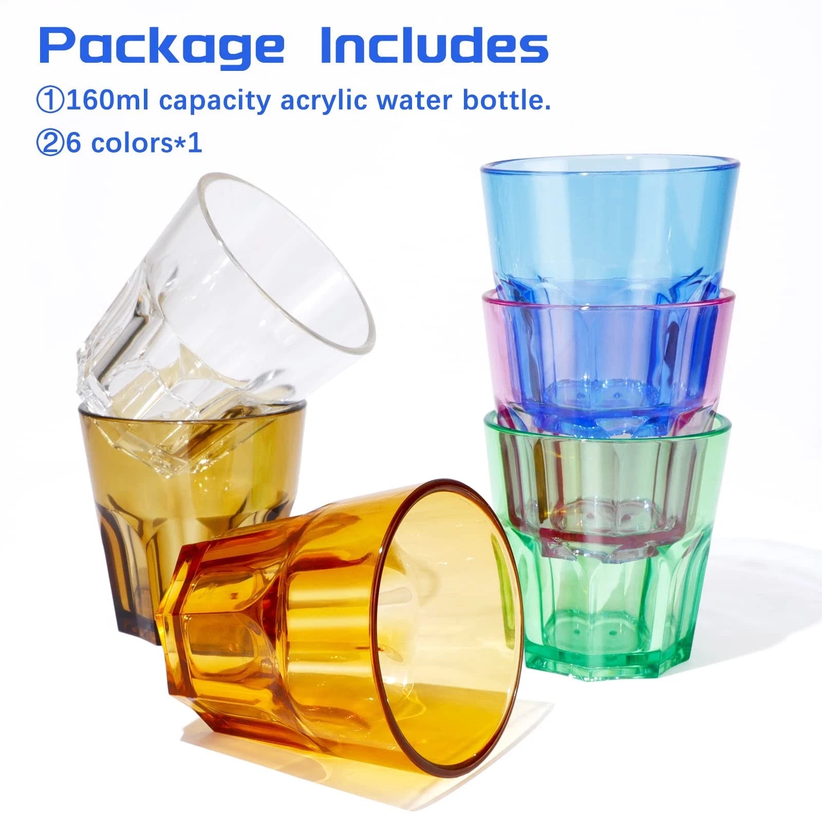 Plastic Drinking Glasses Set of 6 Unbreakable Coloured Water Tumbler Acrylic ... | eBay