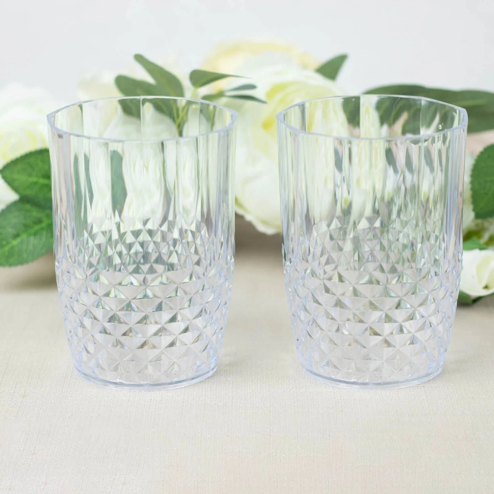 6 pcs 16 oz Crystal Cut Plastic Drinking Glasses Tumblers Disposable Tableware | eBay